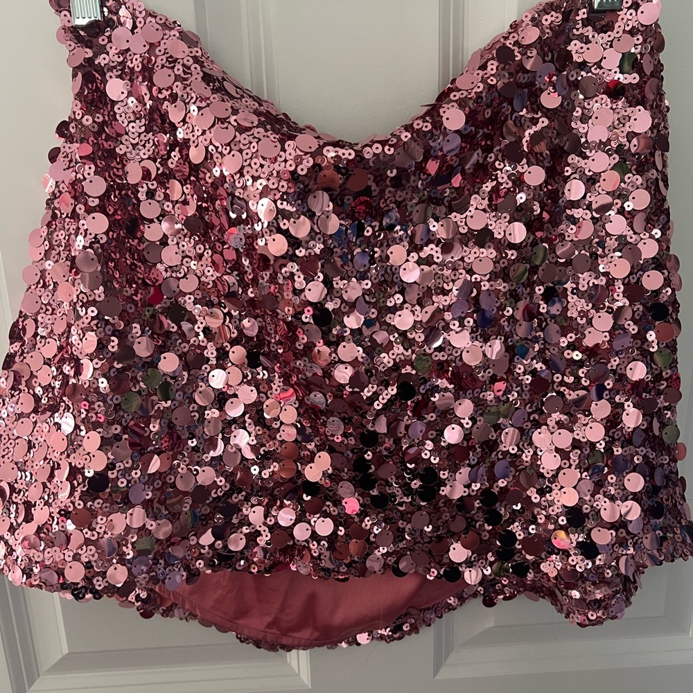 Silence + Noise Pink Sequin Skirt sz XL, nwt
